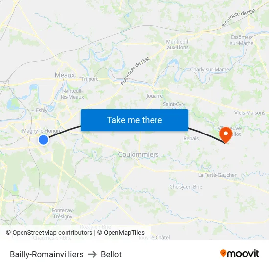 Bailly-Romainvilliers to Bellot map