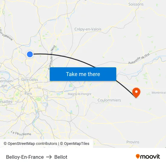 Belloy-En-France to Bellot map