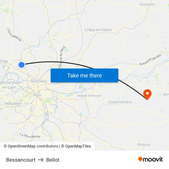 Bessancourt to Bellot map