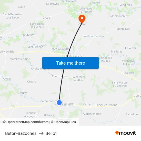 Beton-Bazoches to Bellot map
