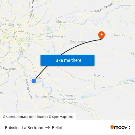 Boissise-La-Bertrand to Bellot map