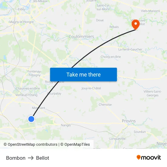 Bombon to Bellot map
