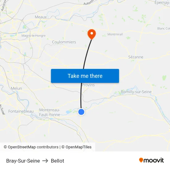Bray-Sur-Seine to Bellot map