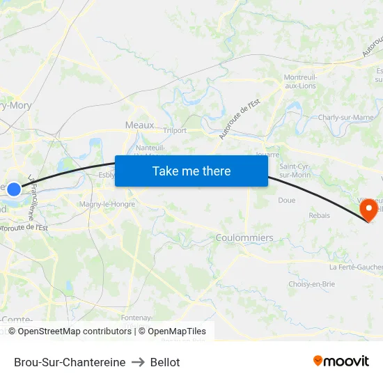 Brou-Sur-Chantereine to Bellot map