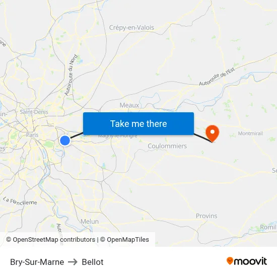 Bry-Sur-Marne to Bellot map