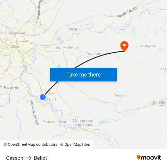 Cesson to Bellot map