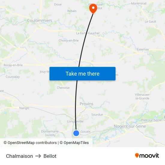 Chalmaison to Bellot map