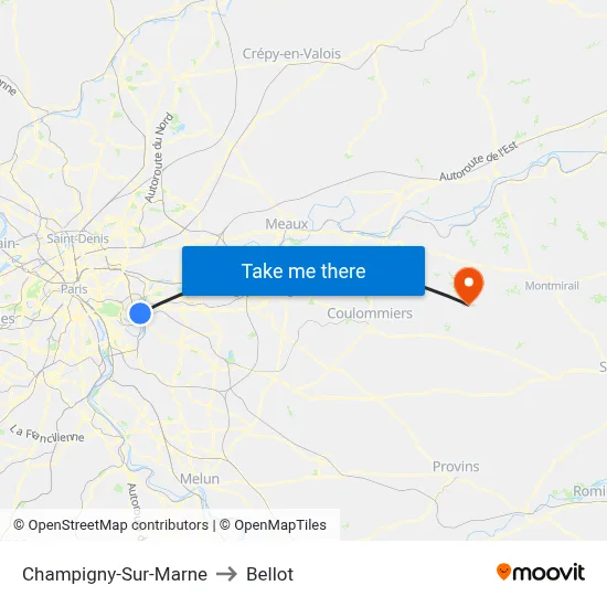 Champigny-Sur-Marne to Bellot map