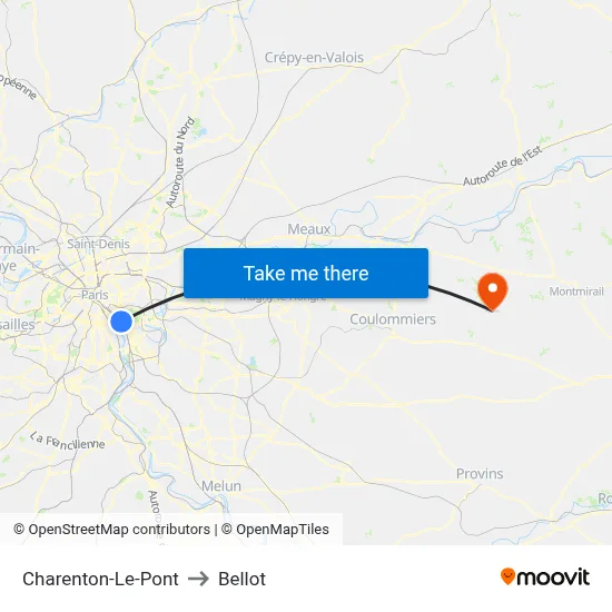 Charenton-Le-Pont to Bellot map
