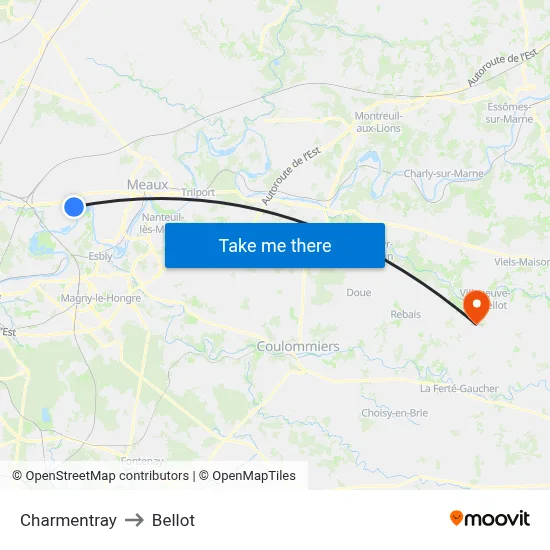 Charmentray to Bellot map