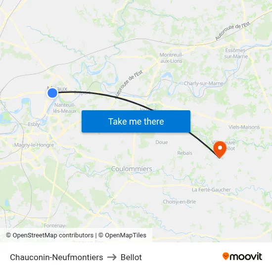 Chauconin-Neufmontiers to Bellot map
