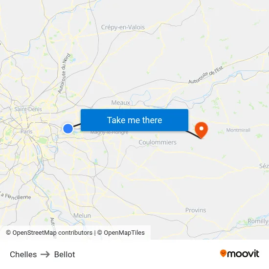 Chelles to Bellot map