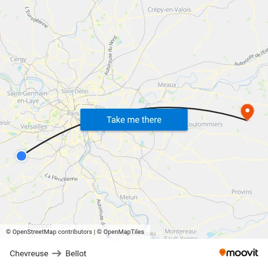 Chevreuse to Bellot map