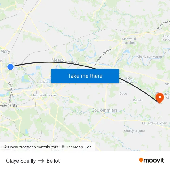 Claye-Souilly to Bellot map