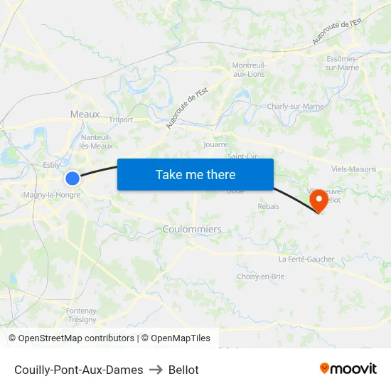 Couilly-Pont-Aux-Dames to Bellot map