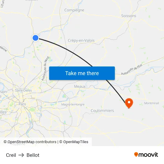 Creil to Bellot map