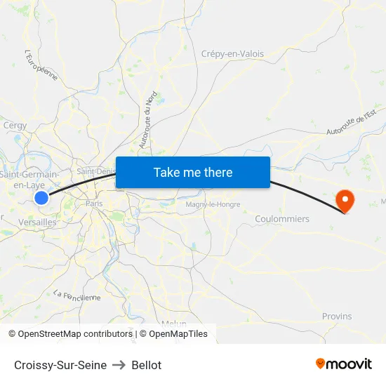 Croissy-Sur-Seine to Bellot map