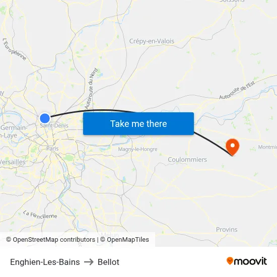 Enghien-Les-Bains to Bellot map