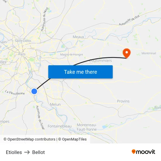 Etiolles to Bellot map