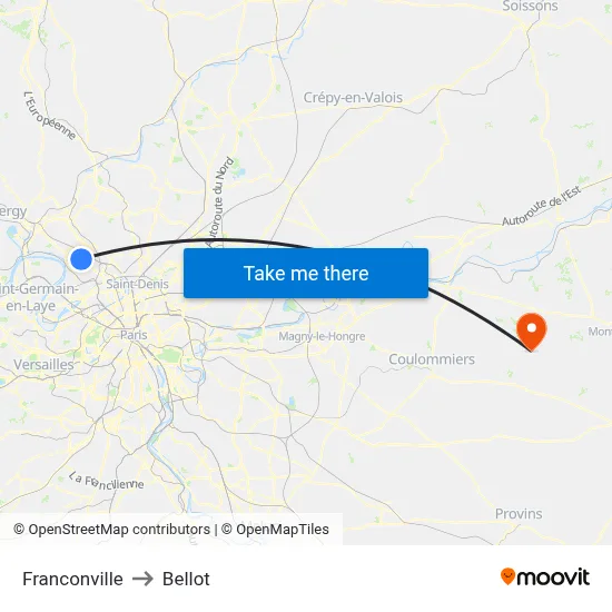 Franconville to Bellot map