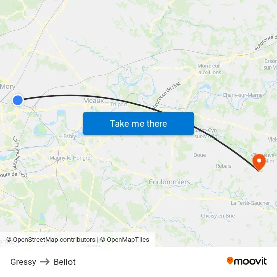 Gressy to Bellot map