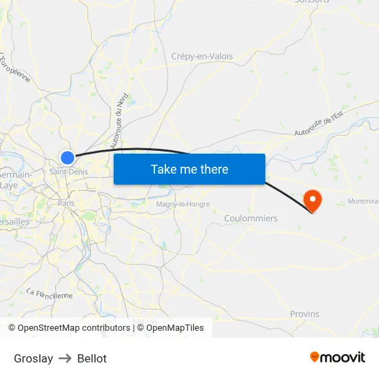 Groslay to Bellot map