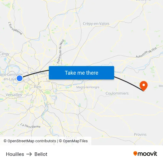 Houilles to Bellot map