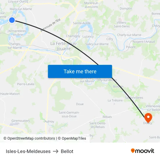 Isles-Les-Meldeuses to Bellot map