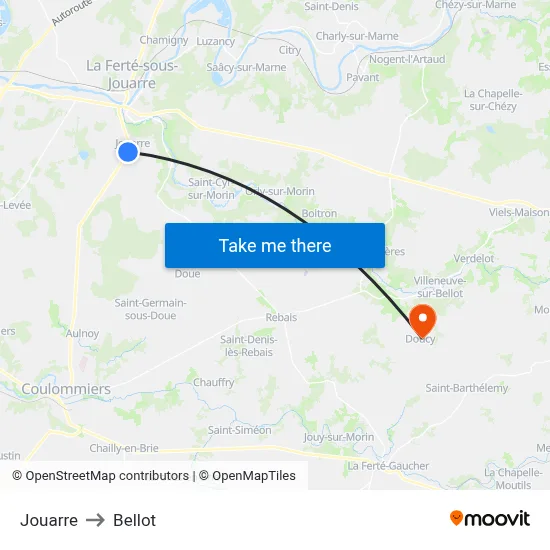 Jouarre to Bellot map