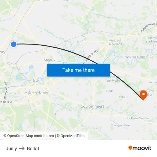 Juilly to Bellot map