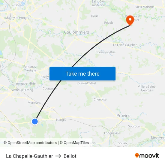 La Chapelle-Gauthier to Bellot map