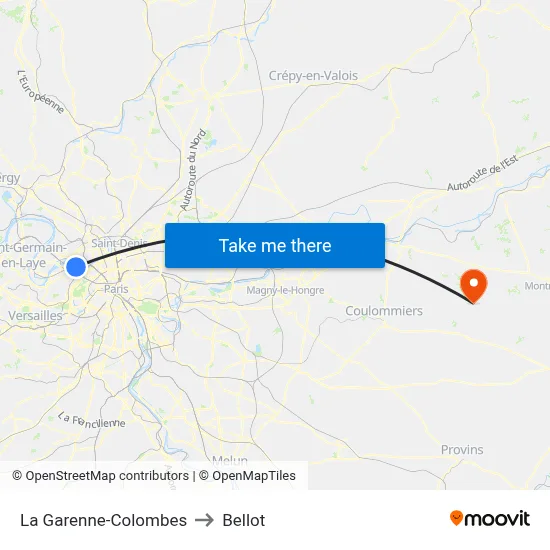 La Garenne-Colombes to Bellot map