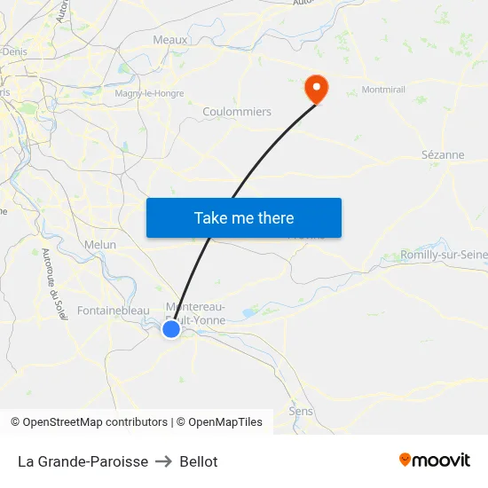 La Grande-Paroisse to Bellot map