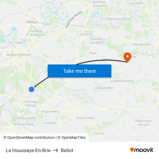 La Houssaye-En-Brie to Bellot map
