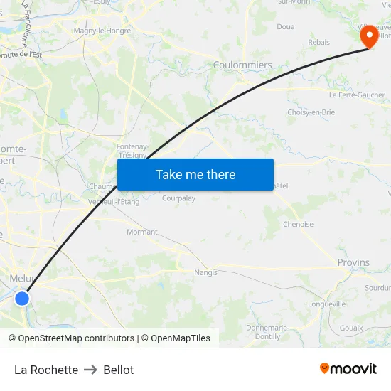 La Rochette to Bellot map