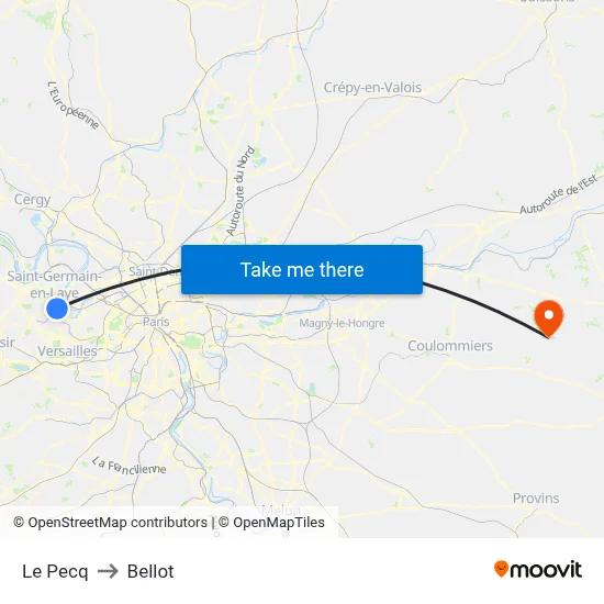 Le Pecq to Bellot map