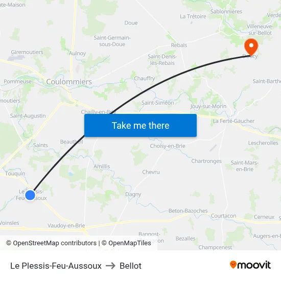 Le Plessis-Feu-Aussoux to Bellot map