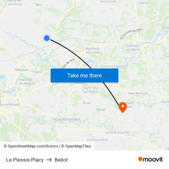 Le Plessis-Placy to Bellot map