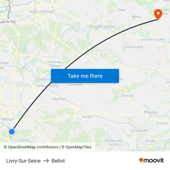 Livry-Sur-Seine to Bellot map
