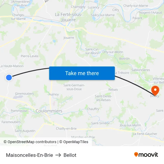 Maisoncelles-En-Brie to Bellot map