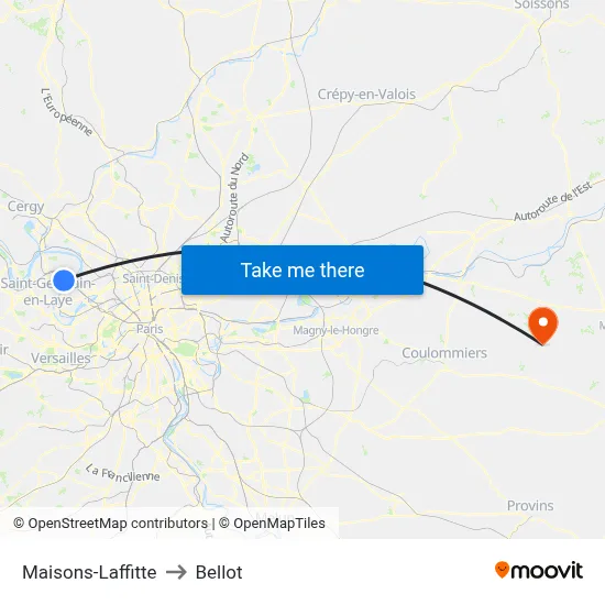 Maisons-Laffitte to Bellot map