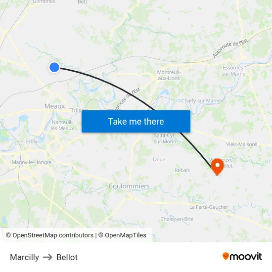 Marcilly to Bellot map