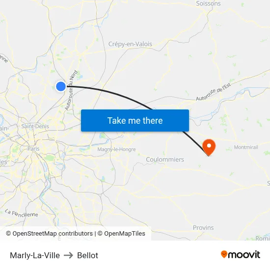 Marly-La-Ville to Bellot map