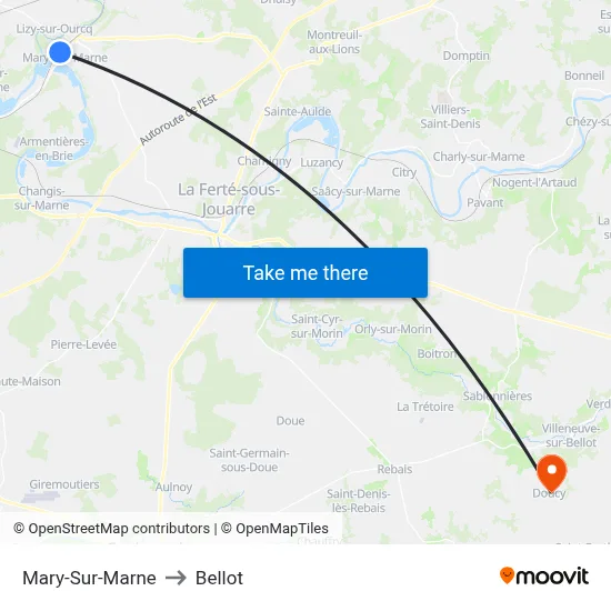Mary-Sur-Marne to Bellot map