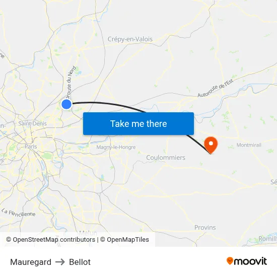 Mauregard to Bellot map