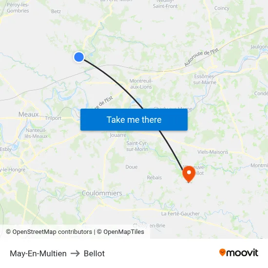 May-En-Multien to Bellot map