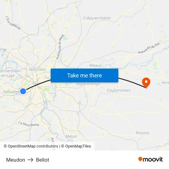 Meudon to Bellot map
