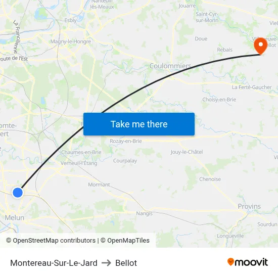 Montereau-Sur-Le-Jard to Bellot map