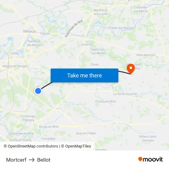 Mortcerf to Bellot map