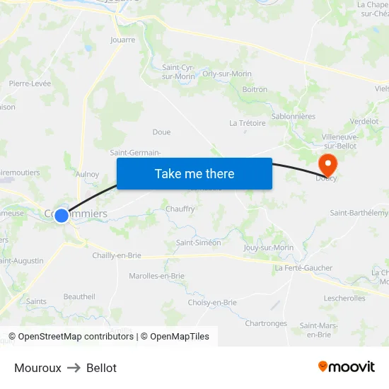 Mouroux to Bellot map